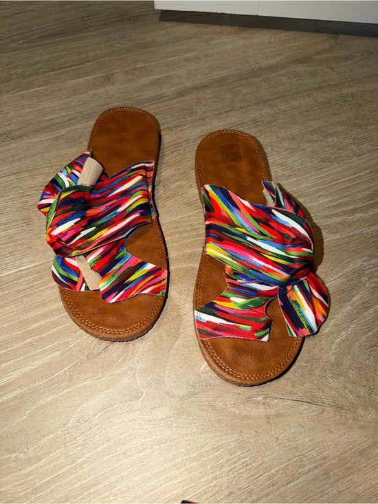 Shoes - Women's Multicolor Knot Slide Sandals - Brown Footbed
